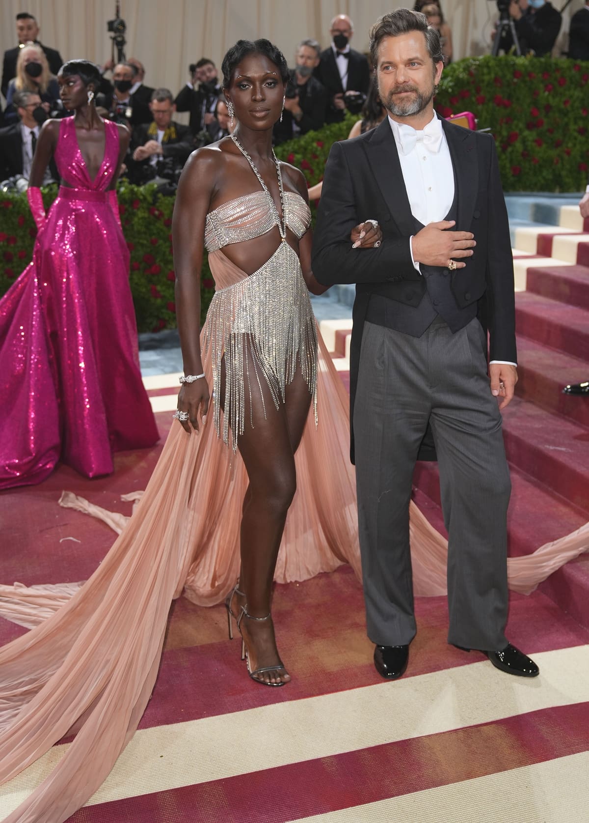 Both wearing Gucci, Jodie Turner-Smith and her husband Joshua Jackson attended the 2022 Met Gala Celebrating "In America: An Anthology of Fashion"