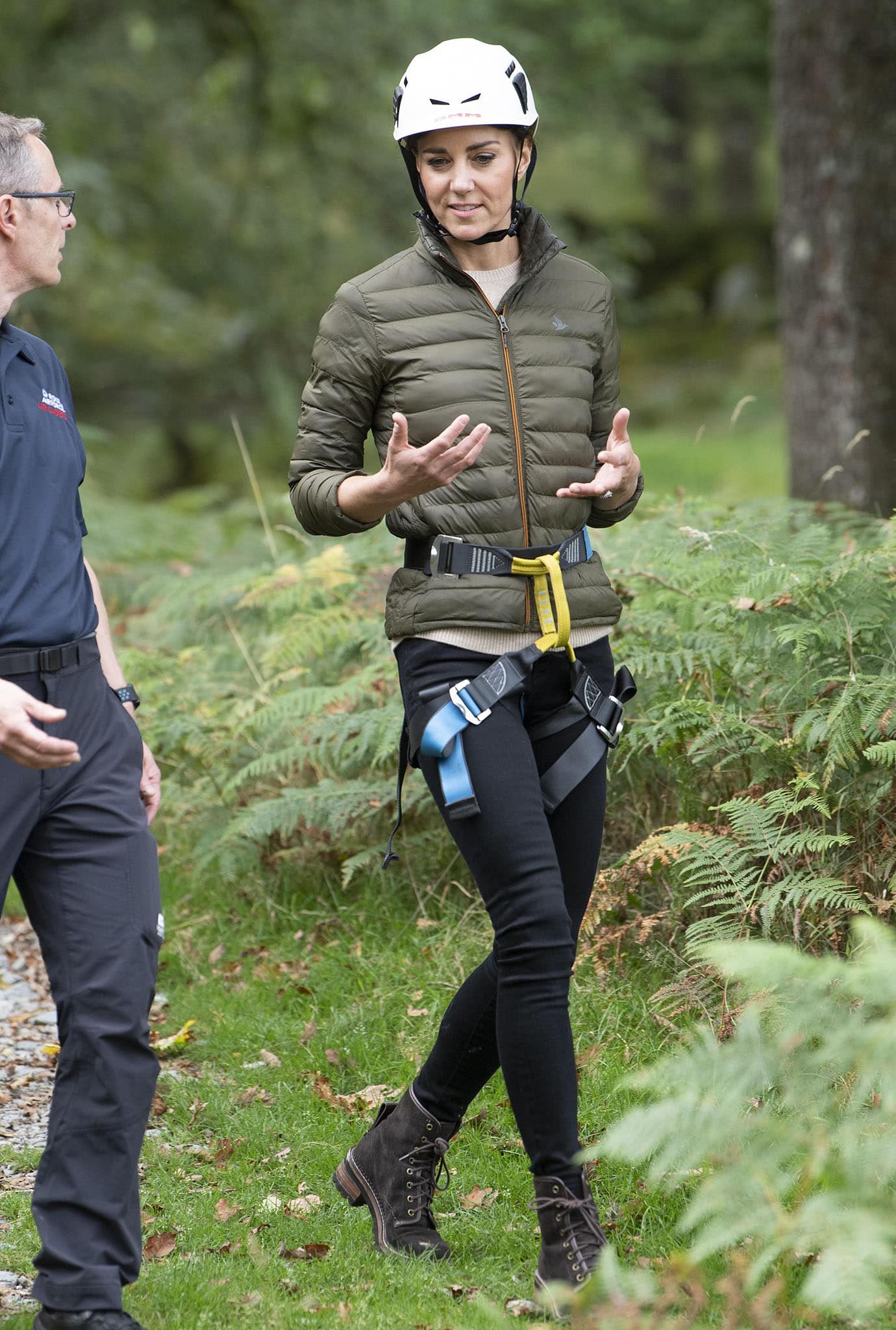 Kate Middleton pairs a Seeland Hawker pine green puffer jacket with fitted black jeans for her outdoor adventure