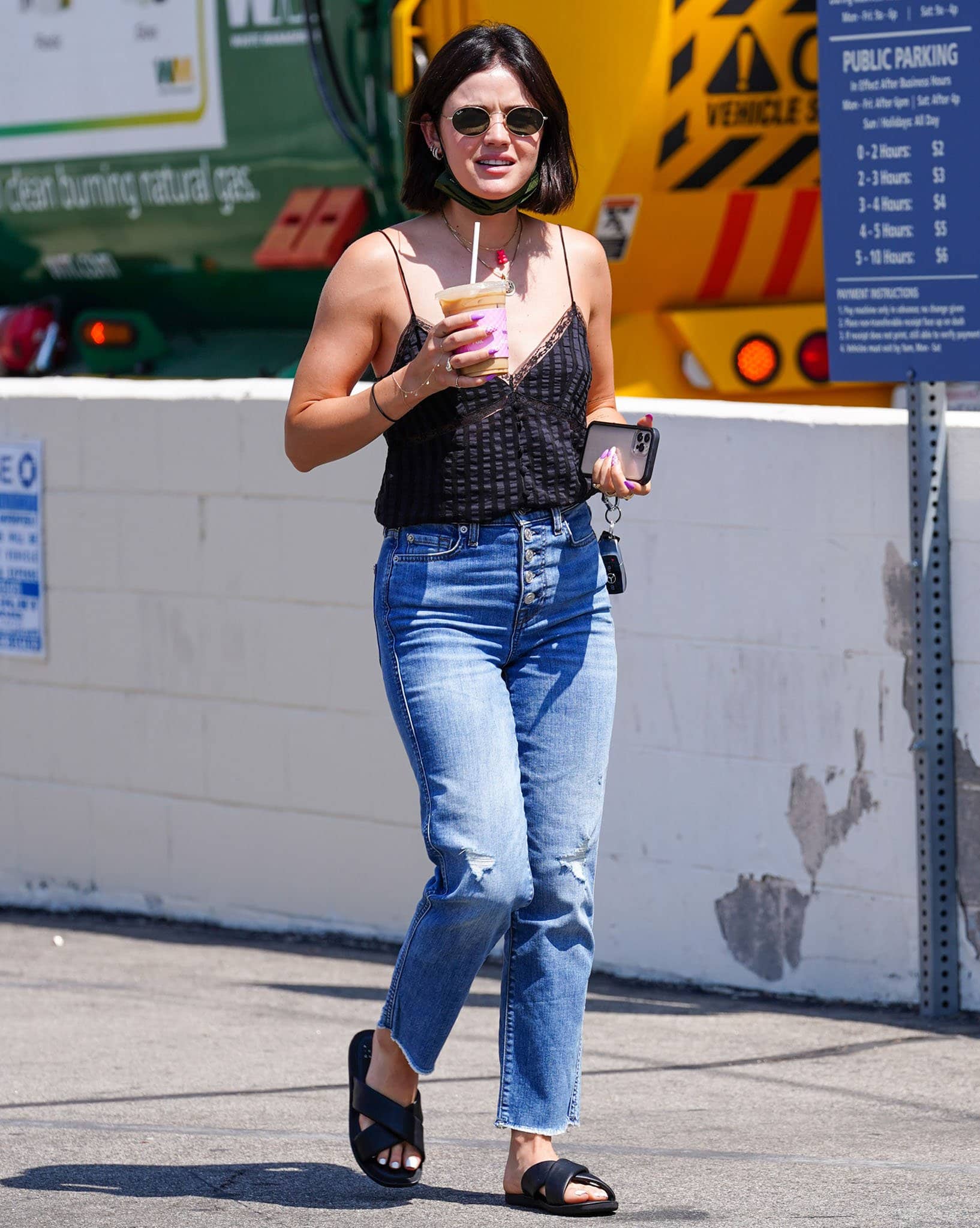 Lucy Hale kicks off her week with a coffee run in Los Angeles on August 30, 2021