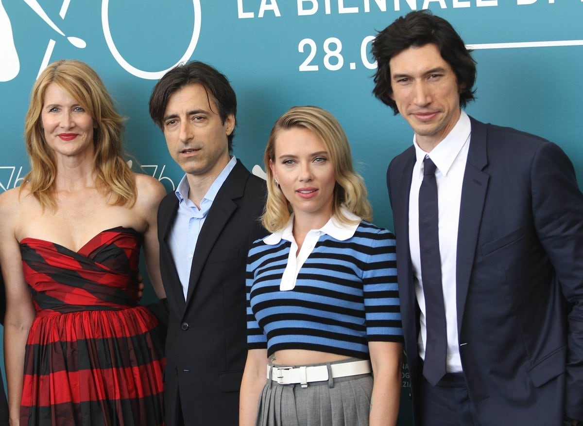 Laura Dern, director Noah Baumbach, Scarlett Johansson, and Adam Driver promote Marriage Story