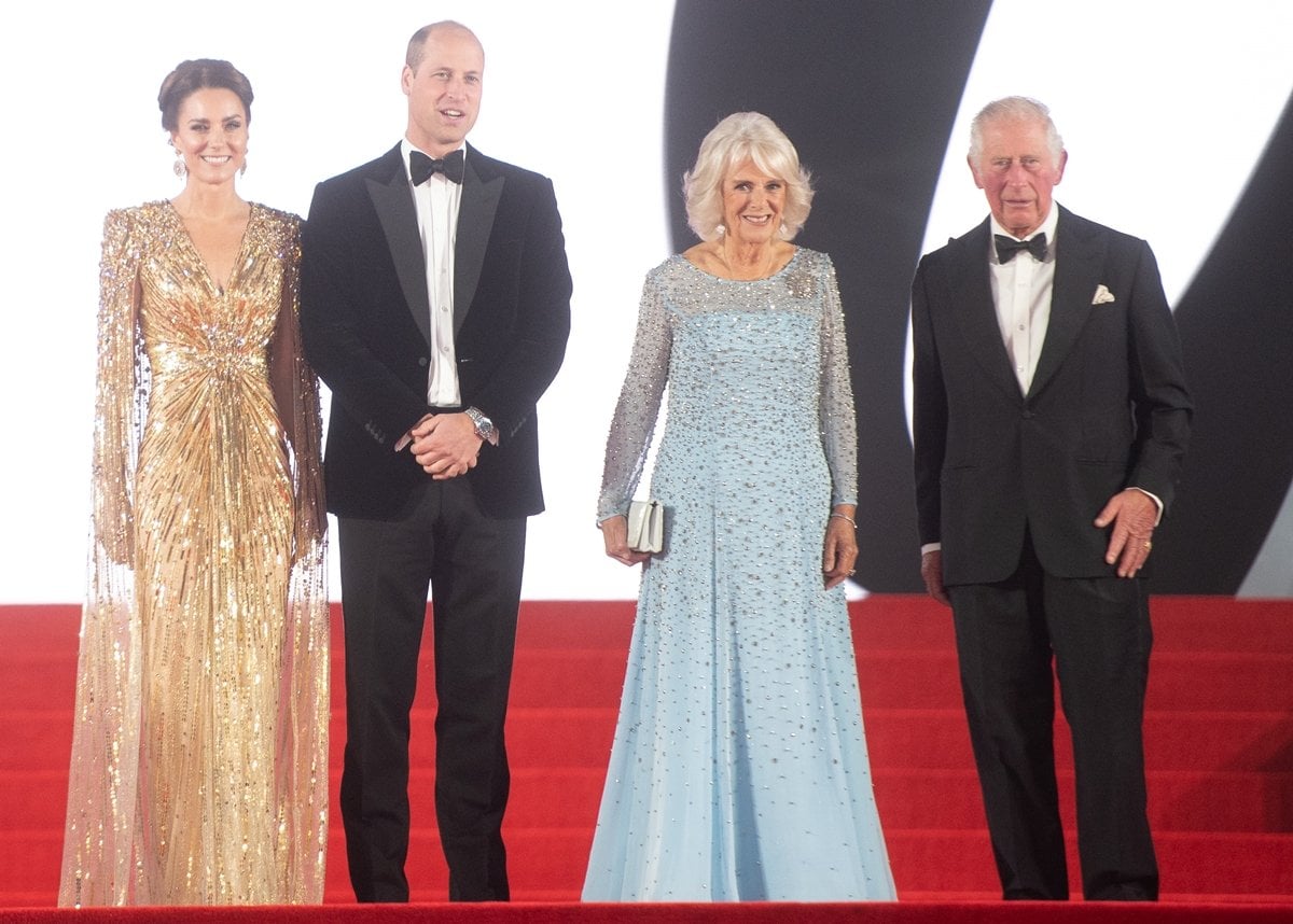 Catherine, Duchess of Cambridge, Prince William, Duke of Cambridge, Camilla, Duchess of Cornwall, and Prince Charles, Prince of Wales at the World Premiere of "No Time To Die"