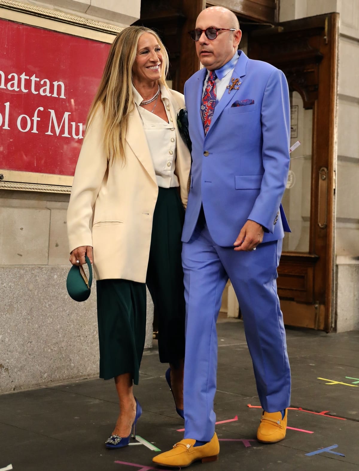 Sarah Jessica Parker and Willie Garson filming "And Just Like That..." the follow-up series to "Sex and the City"