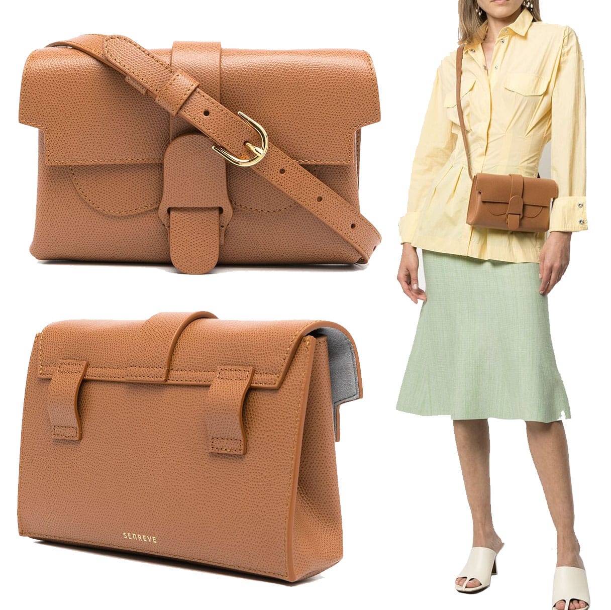 Senreve's Aria belt bag has a minimalist, classic look, featuring an adjustable waist strap and a detachable shoulder strap