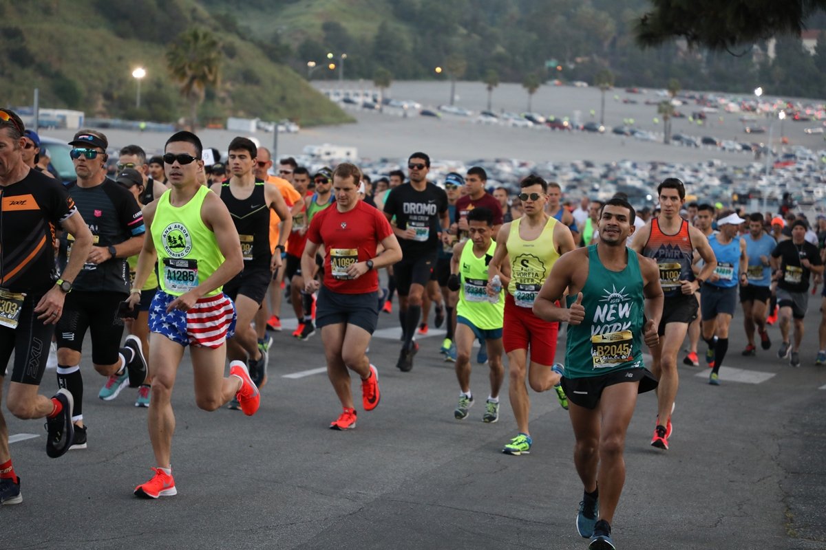 Runners take part in the Skechers Performance Los Angeles Marathon