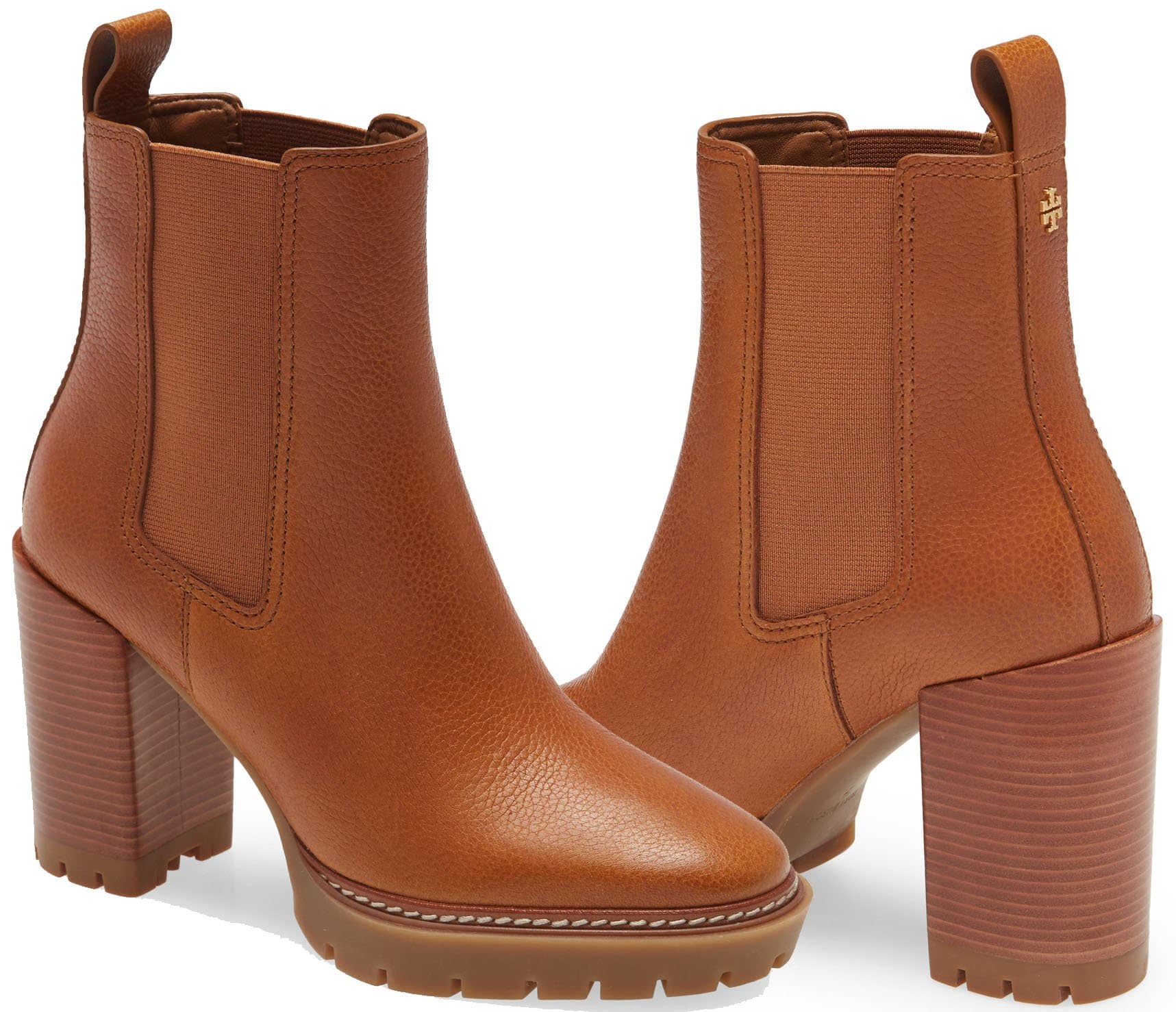 A classic Chelsea-style boot elevated on a block heel and treaded sole