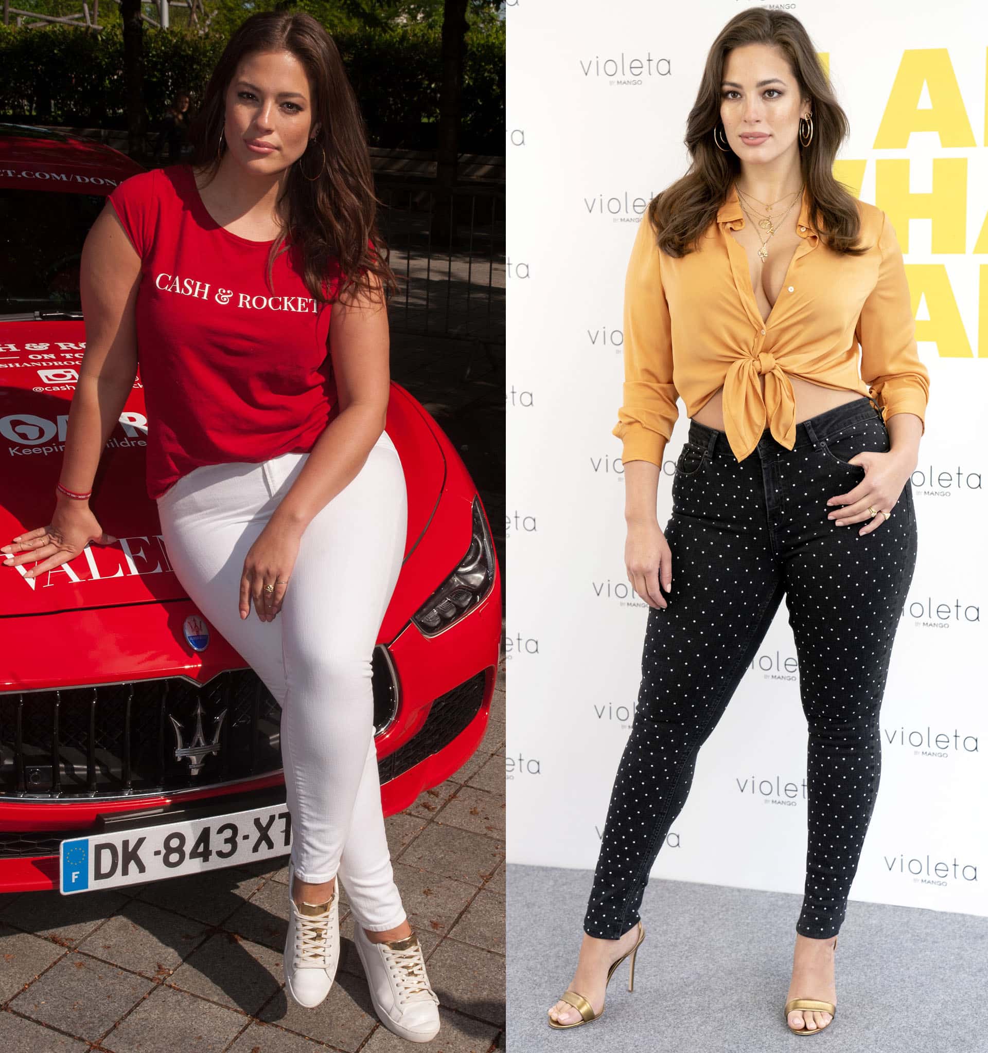 Confident and Curvy: Ashley Graham showcases her hourglass figure in stylish skinny jeans, embodying confidence and elegance