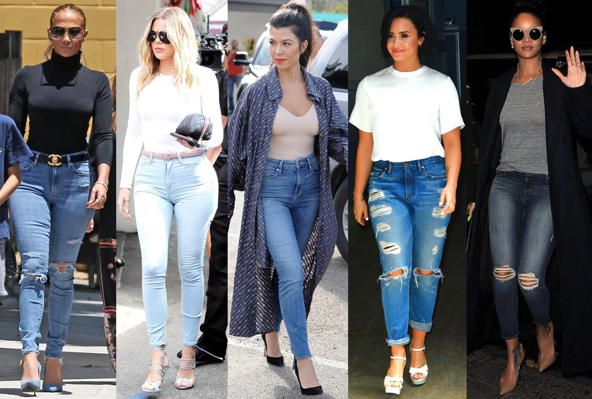 Empowering Style: Jennifer Lopez, Khloe Kardashian, Kourtney Kardashian, Demi Lovato, and Rihanna demonstrate how jeans can enhance and celebrate curvy figures