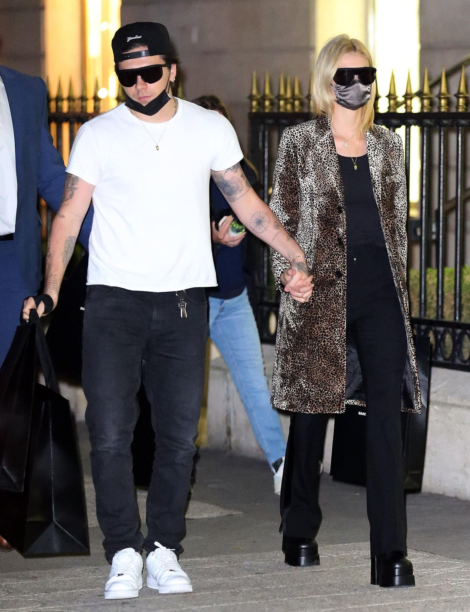 Brooklyn Beckham and Nicola Peltz at a YSL store on Avenue Montaigne in Paris on October 4, 2021