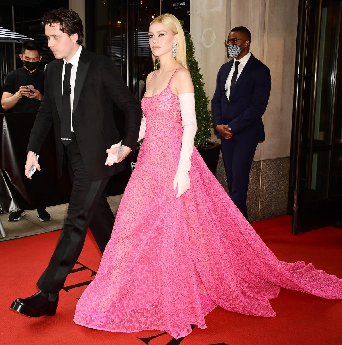 Brooklyn Beckham and Nicola Peltz make their way to the 2021 Met Gala