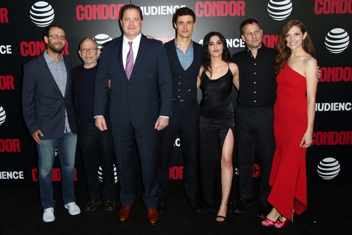 Todd Katzberg, Bob Balaban, Brendan Fraser, Max Irons, Leem Lubany, Jason Smilovic, and Katherine Cunningham attend the premiere of AT&T Audience Network's 'Condor'