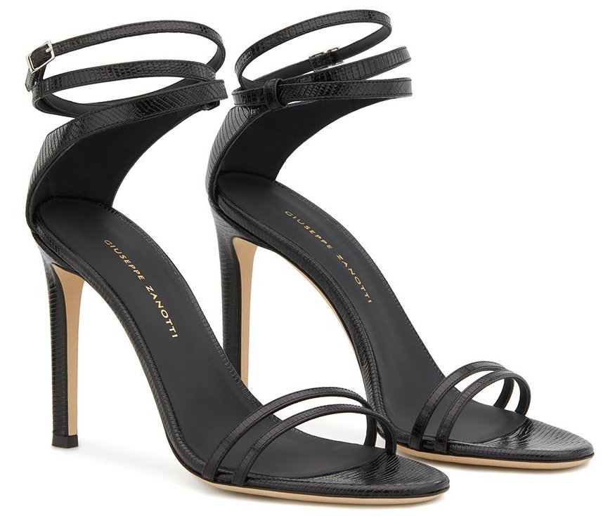 Giuseppe Zanotti's Catia sandals feature a strappy design with thin wraparound ankle straps and stiletto heels