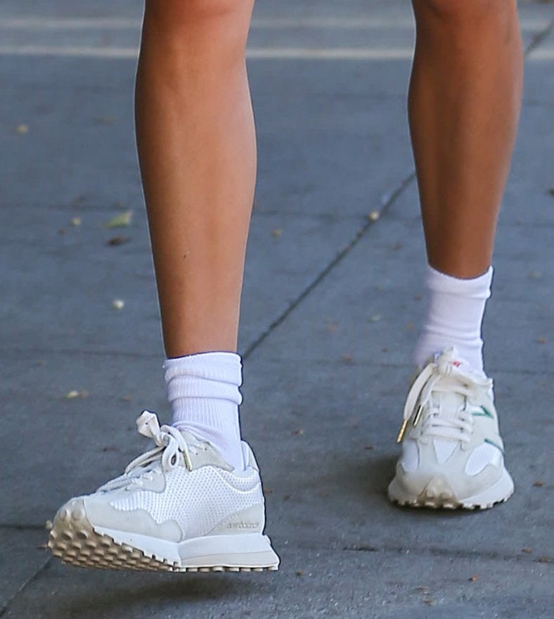 Hailey Bieber completes her chic athleisure with Casablanca x New Balance 327 sneakers