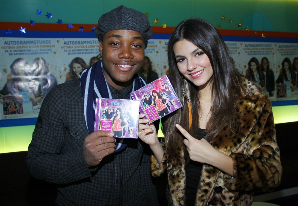 Leon G. Thomas III and his Victorious co-star Victoria Justice participate in a signing session at Lichthof of Europacenter in Berlin