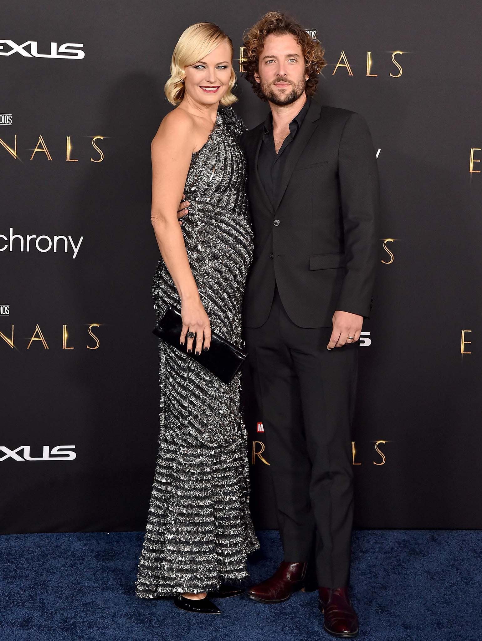 Malin Akerman and husband Jack Donnelly at the Los Angeles premiere of Marvel Studios' Eternals on October 18, 2021