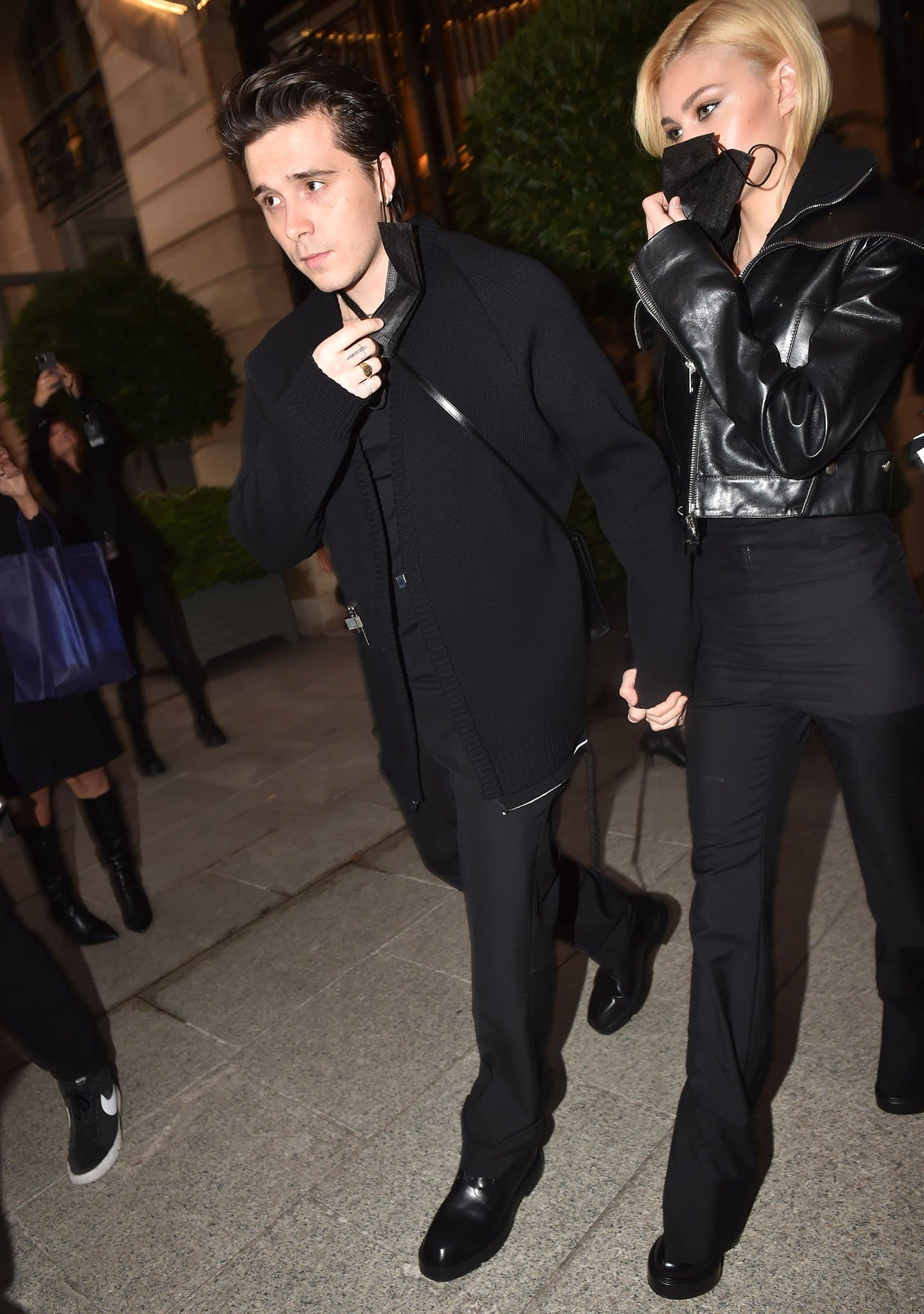 Brooklyn Beckham and Nicola Peltz leaving Ritz hotel for Givenchy's runway show during Paris Fashion Week on October 3, 2021