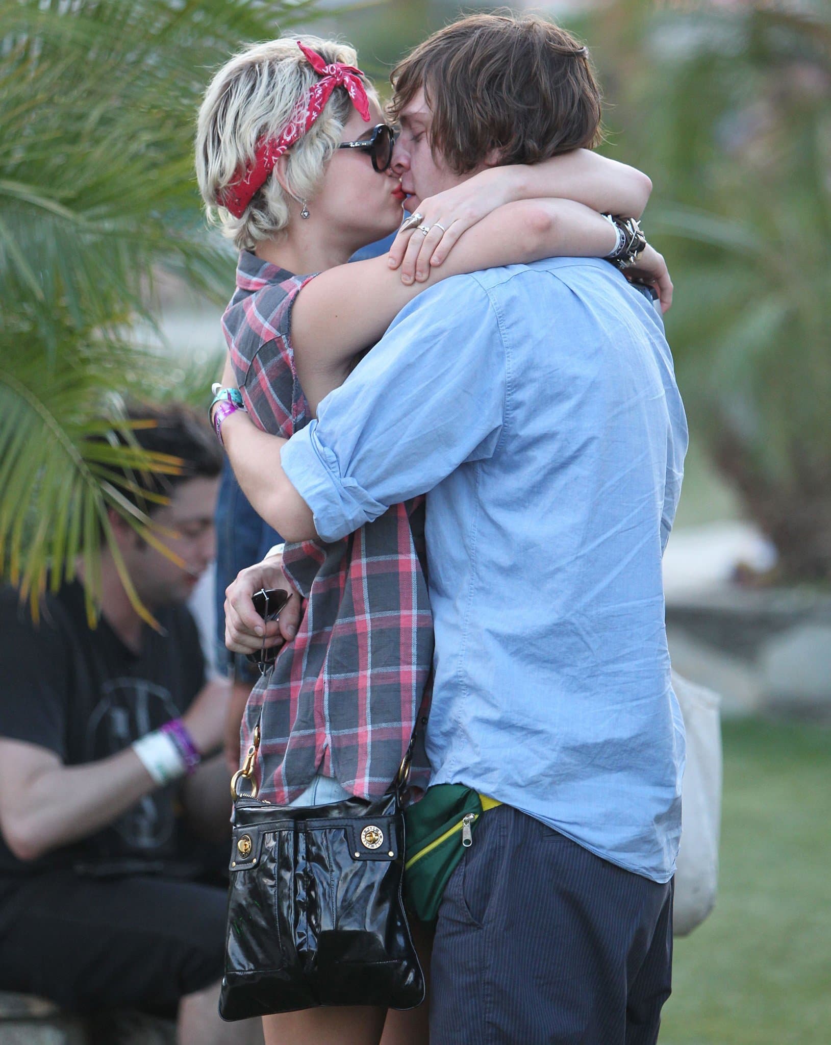 Pixie Geldof kissing then-boyfriend Evan Peters at the 2010 Coachella Valley Music and Arts Festival on April 18, 2010