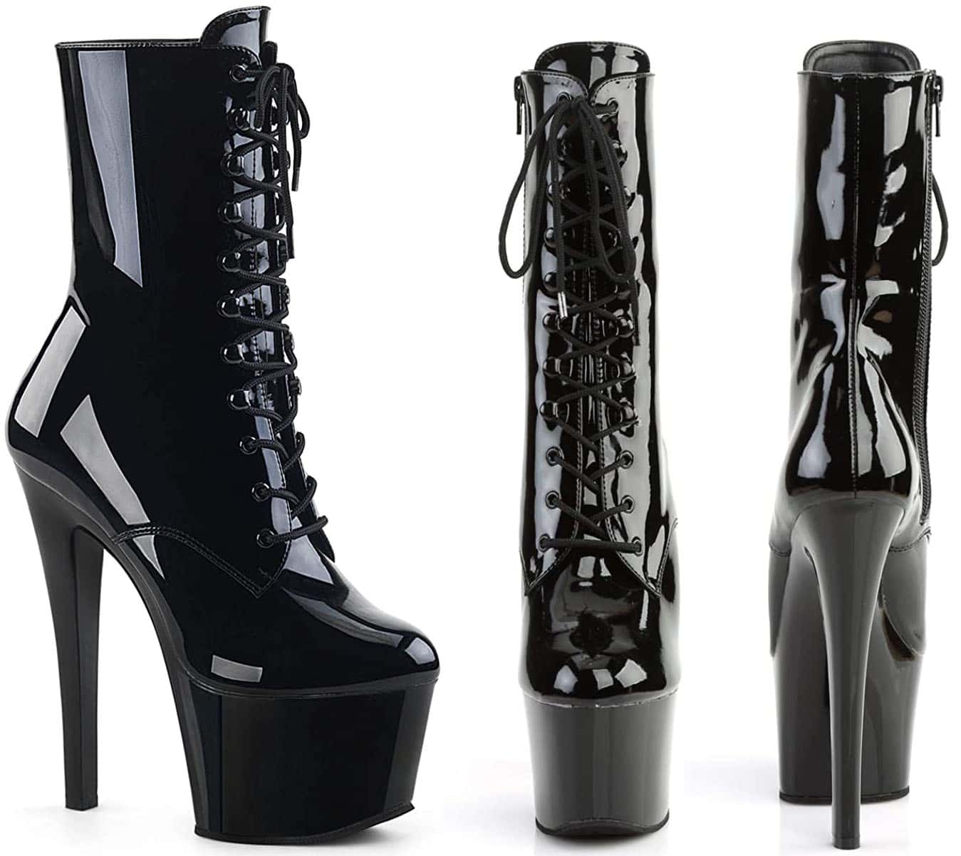 The Pleaser Xtreme 1020 offers an extraordinary lift with its 8-inch spike heels and 4-inch platforms