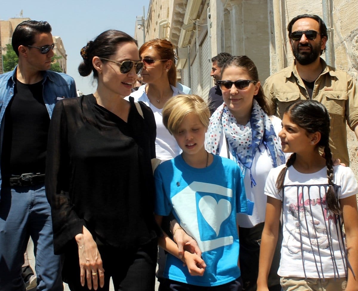 Shiloh Jolie-Pitt and Angelina Jolie in Turkey's southeastern province of Mardin to visit Syrian refugees
