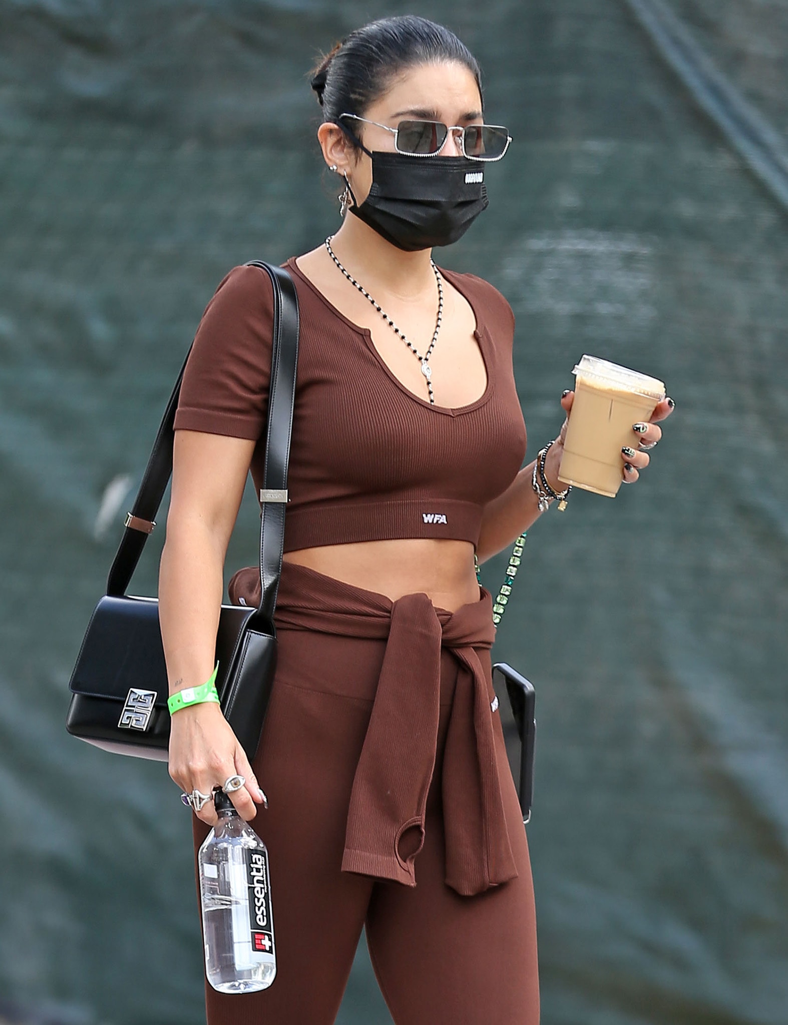 Vanessa Hudgens finishes off her look with Mercer Amsterdam shoes and Givenchy 4G crossbody bag