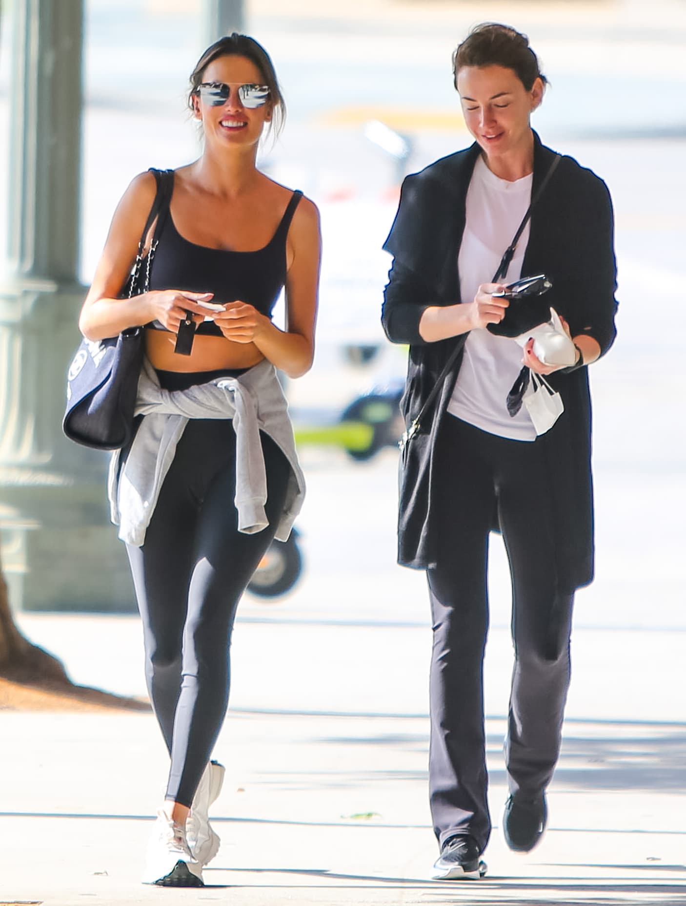 Alessandra Ambrosio heads to a gym with a female friend in West Hollywood on November 4, 2021