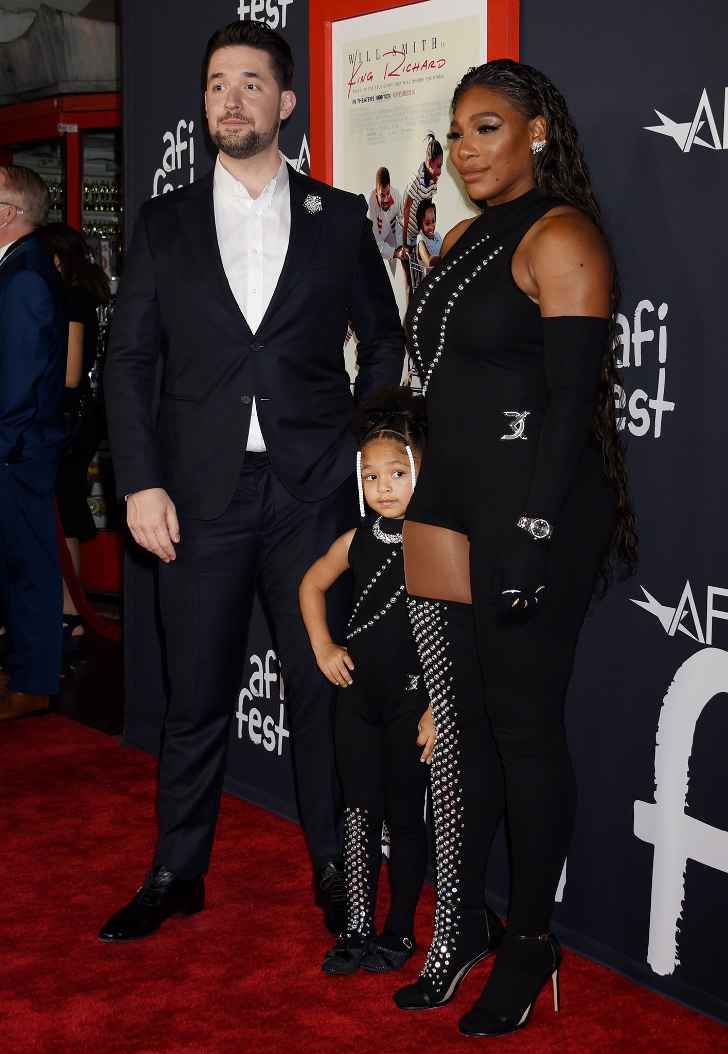 Serena Williams and her daughter Olympia twin in custom David Koma embellished outfits