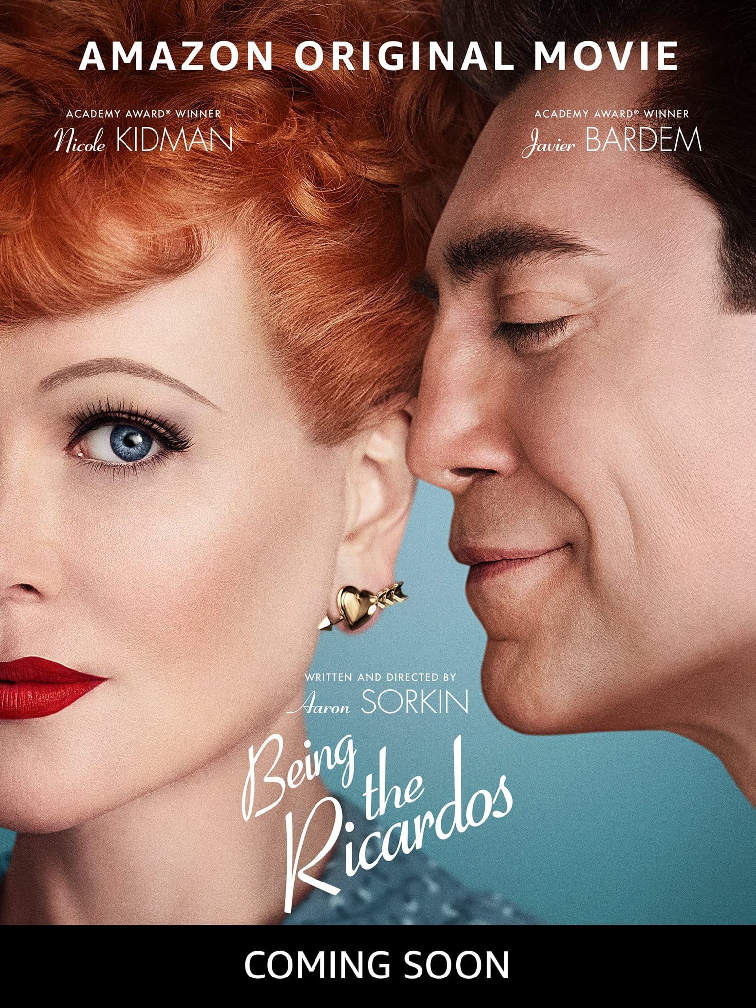 A new poster for Being the Ricardos shows an up-close look at Nicole Kidman and Javier Bardem as Lucille Ball and Desi Arnaz