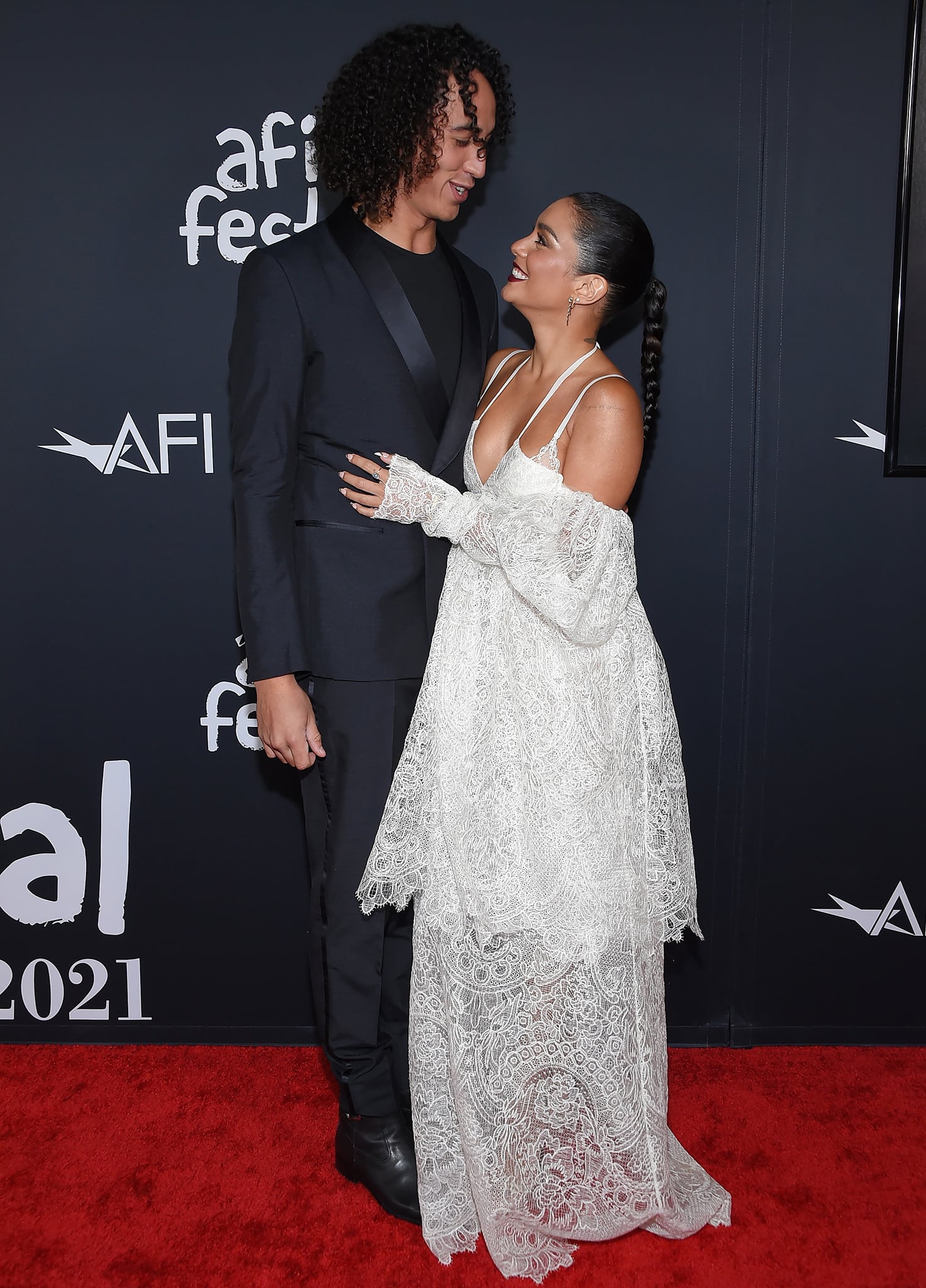 Cole Tucker and Vanessa Hudgens make red carpet debut as a couple at the 2021 AFI Fest Opening Night Gala premiere of Tick, Tick, Boom! on November 10, 2021