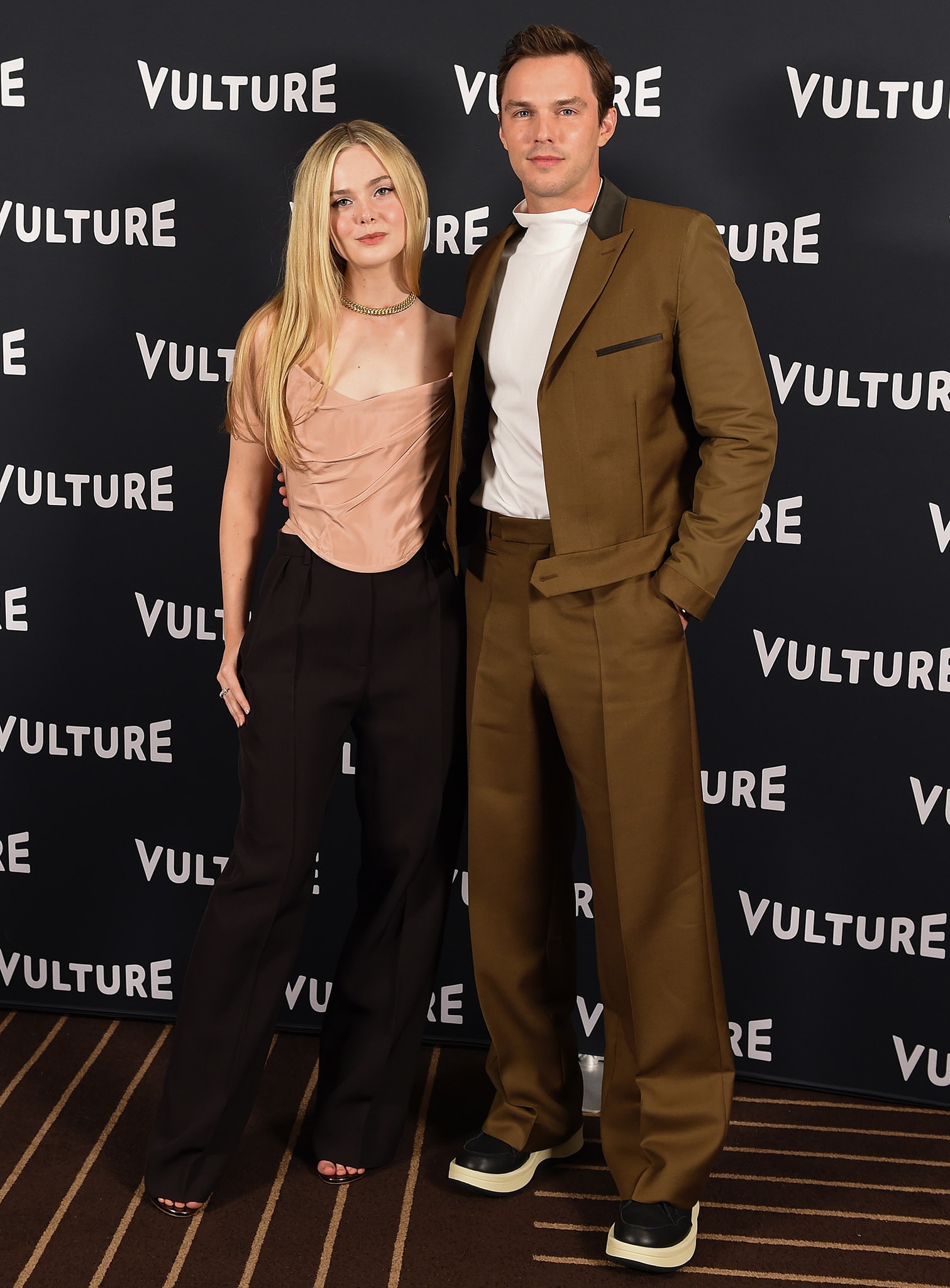 Elle Fanning and Nicholas Hoult at the Vulture Festival 2021 on November 13, 2021
