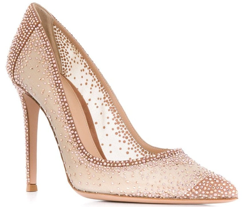 The Rania pumps from Gianvito Rossi are embellished with sparkling Swarovski crystals all over