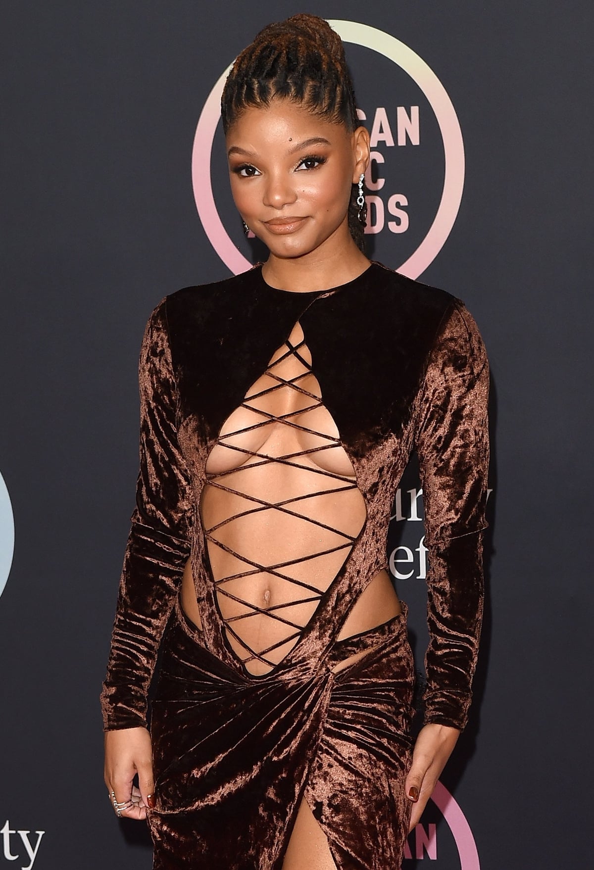 Halle Bailey flaunted her boobs and washboad abs in a cutout LaQuan Smith dress