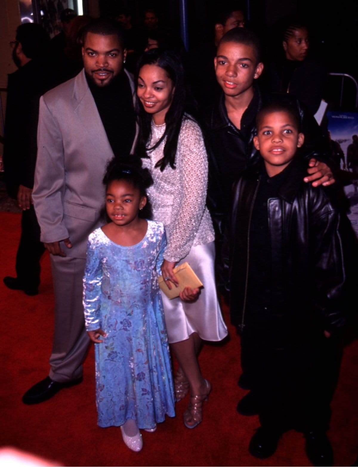 Ice Cube and his wife Kimberly Woodruff with three of their four children at the premiere of The Three Kings
