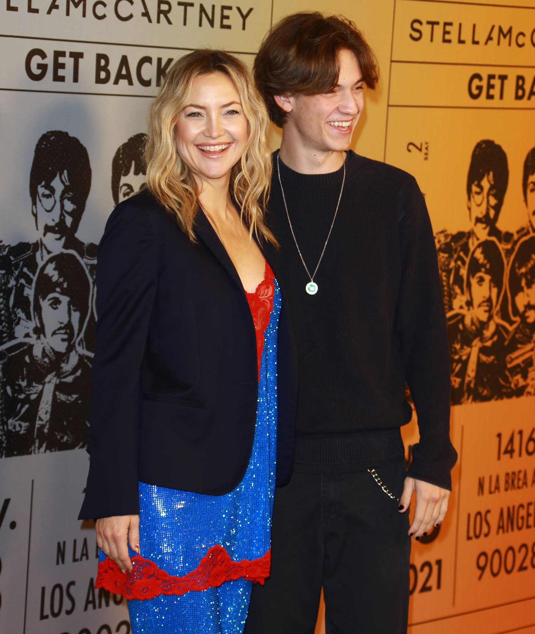 Ryder Robinson joins his mom Kate Hudson at the Stella McCartney The Beatles: Get Back collection launch in Los Angeles on November 18, 2021