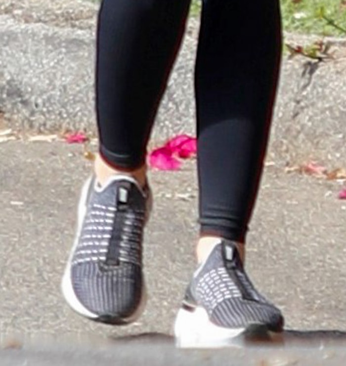 Lucy Hale completes her sporty look with Nike React Phantom Run Flyknit 2 shoes
