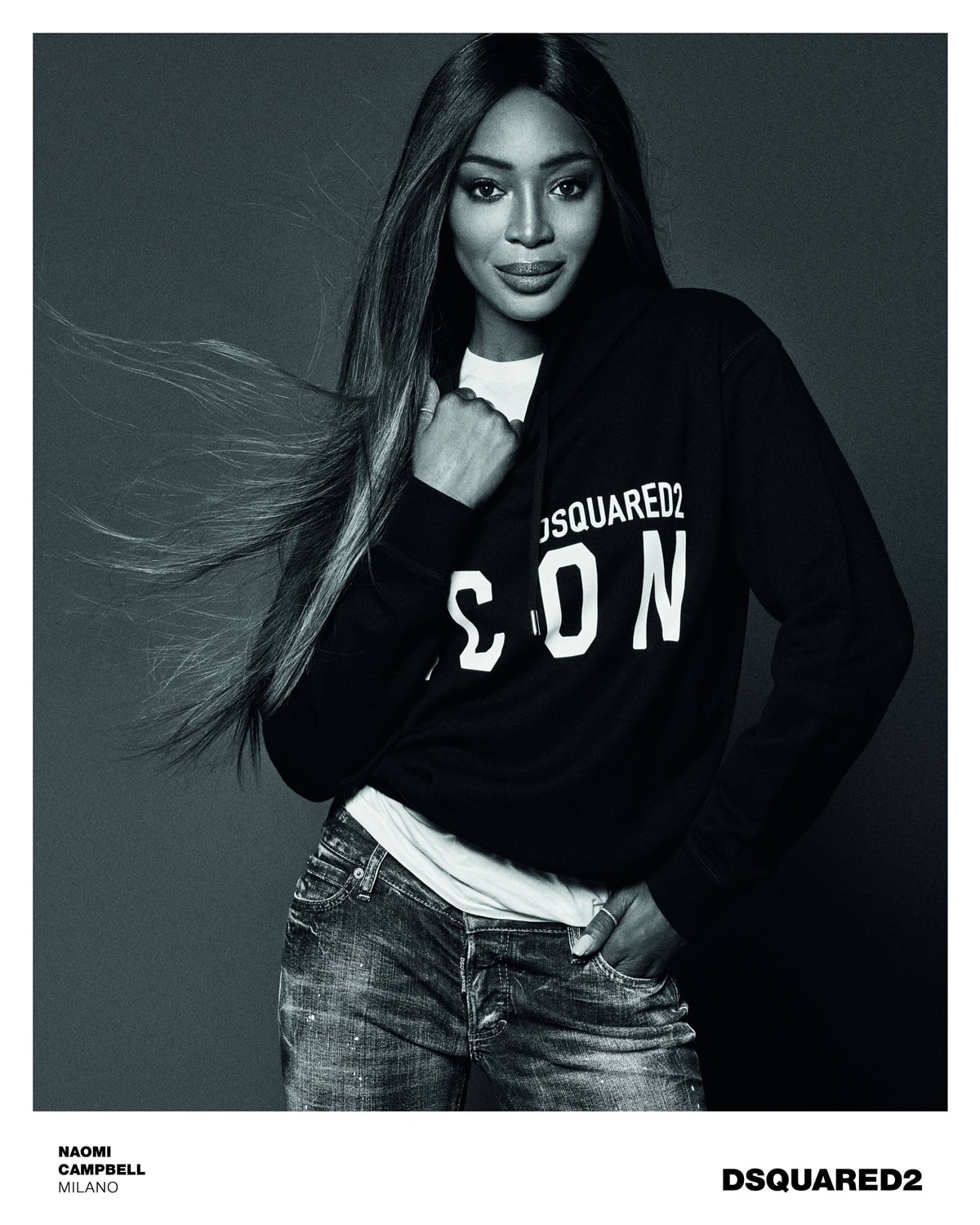 Naomi Campbell is the face of the Dsquared2 Icon FW21 campaign shot by Giampaolo Sgura