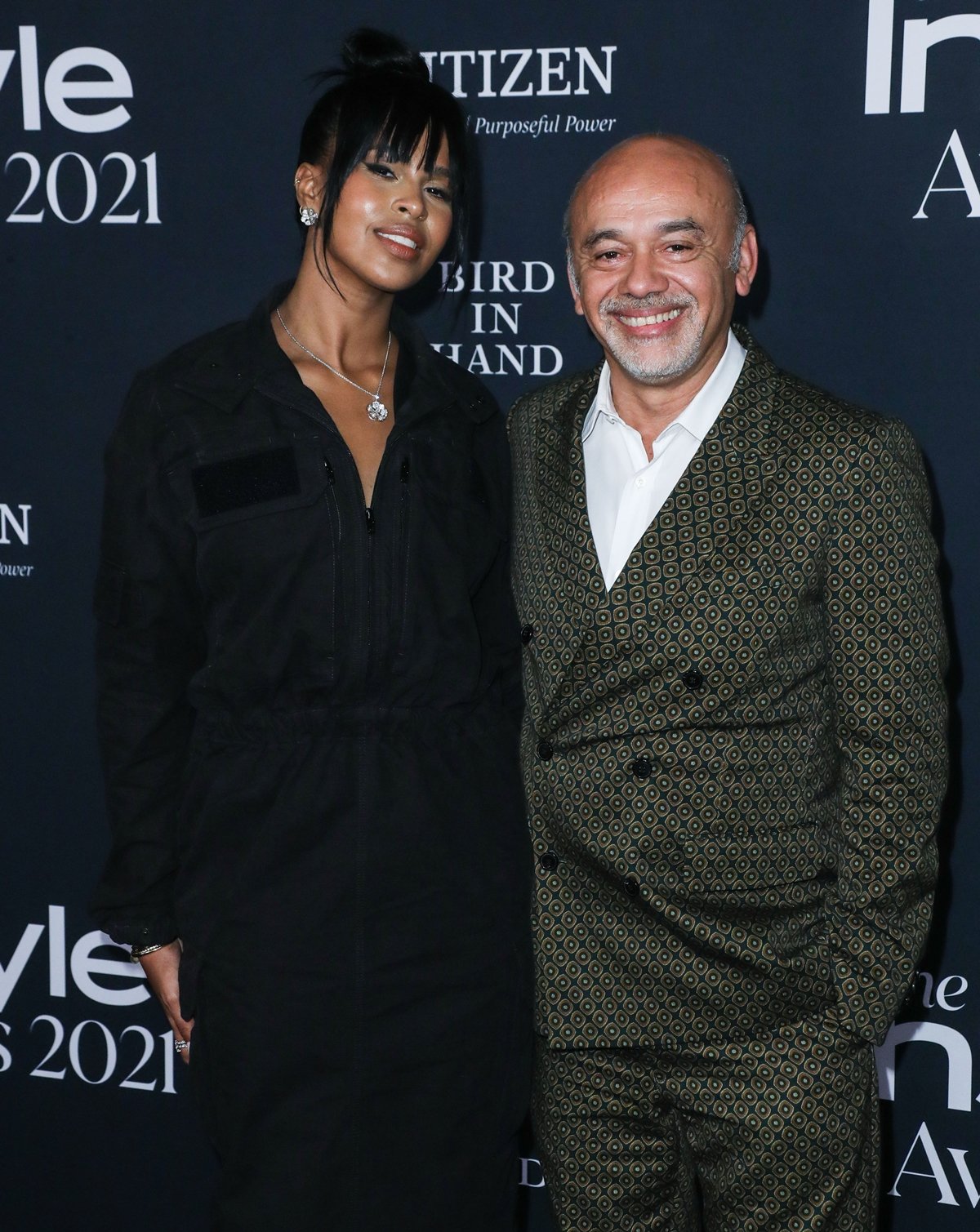 Sabrina Dhowre Elba and Christian Louboutin attend the 2021 InStyle Awards
