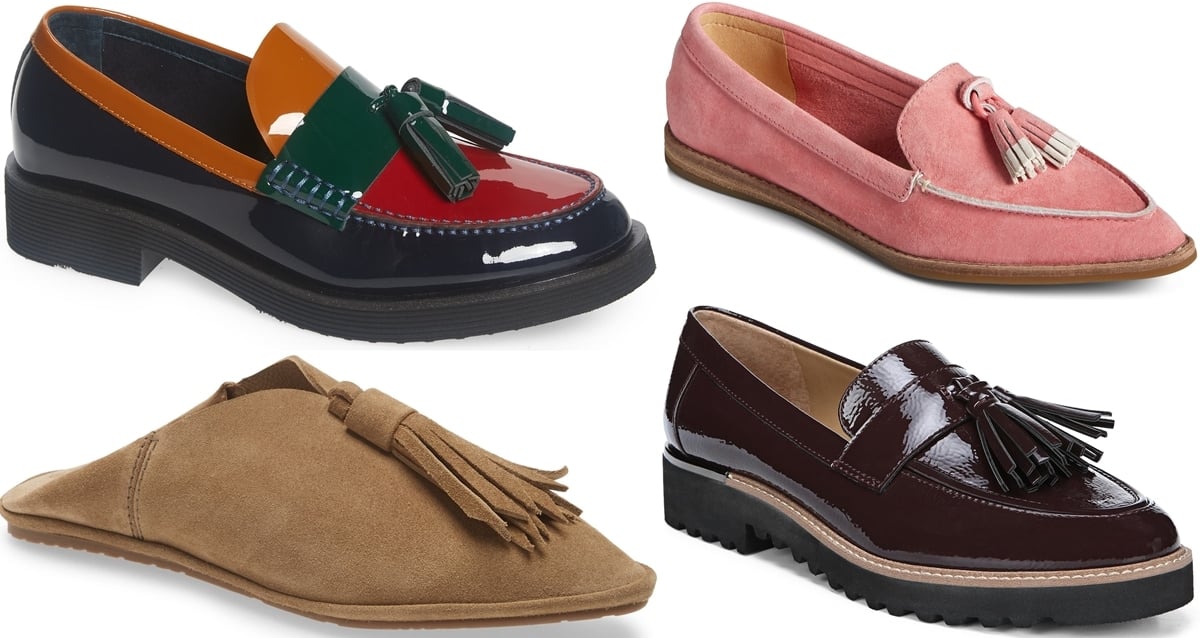 Tassel loafers are characterized by decorative laces hanging from the vamp