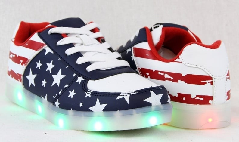 American flag LED light-up low top sneakers with rechargeable battery