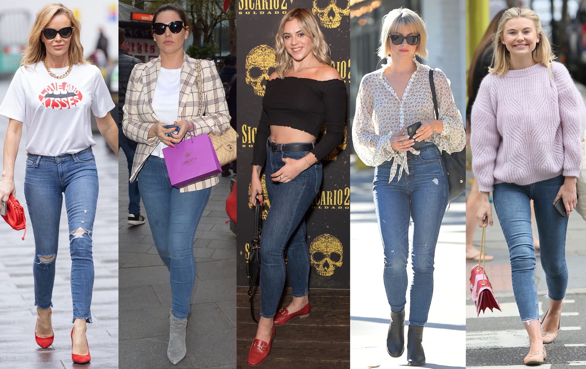 Amanda Holden, Kelly Brook, Laura Crane, Julianne Hough, and Georgia Toffolo show how to wear skinny jeans