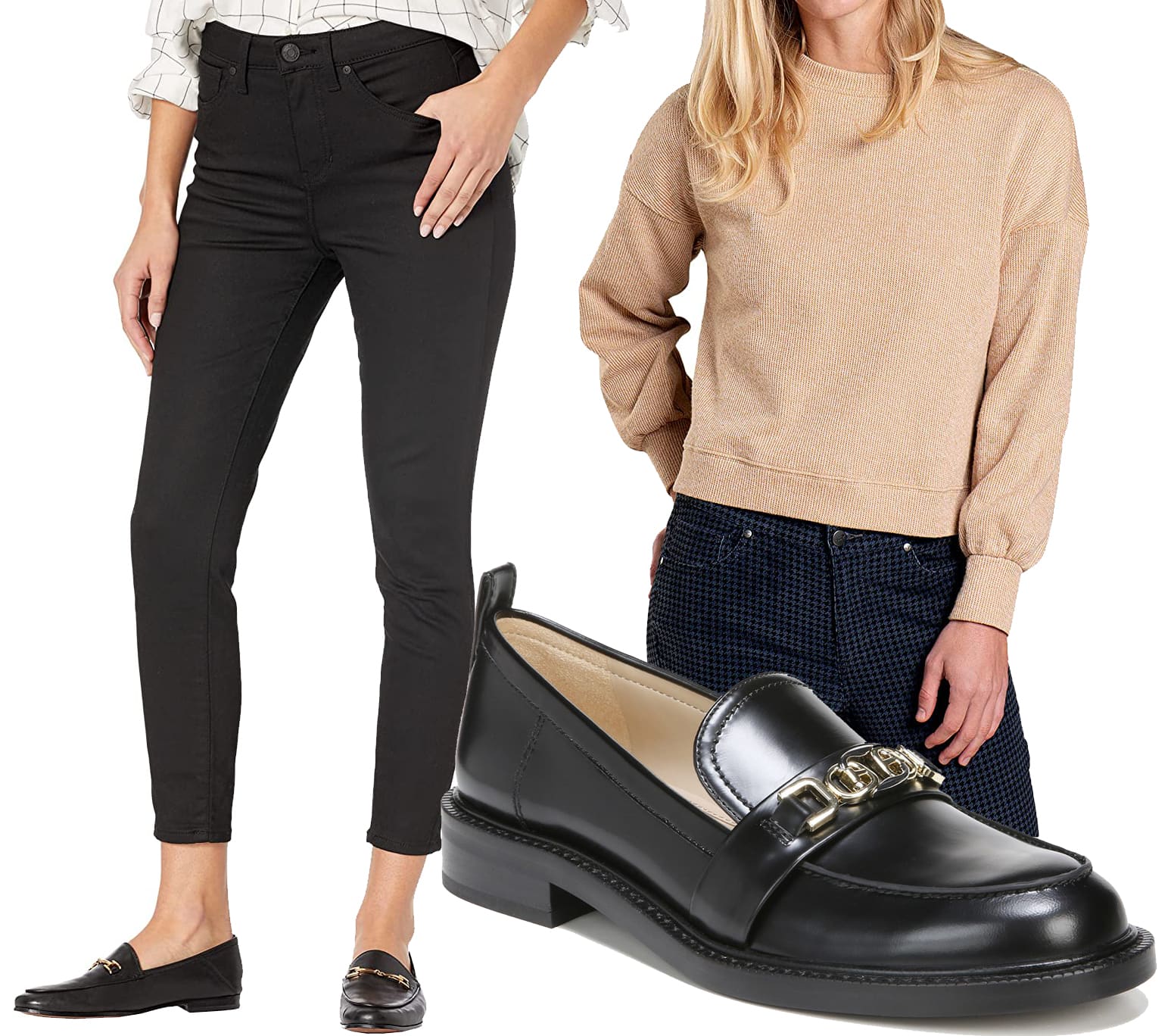 Jag Jeans Viola Pull-On High-Rise Skinny Jeans, $78.95 at Zappos, Sam Edelman Christy Loafers, $150 at Nordstrom, Toad&Co Byrne Pullover, $75 at Zappos