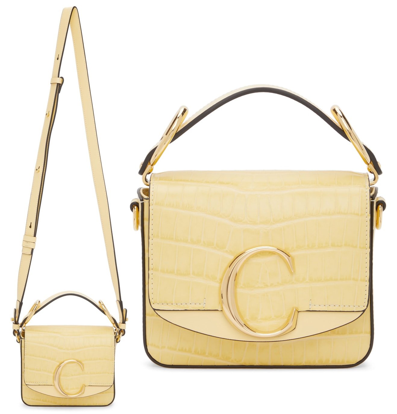 The Chloe C bag features the C logo hardware set on the fold-over flap