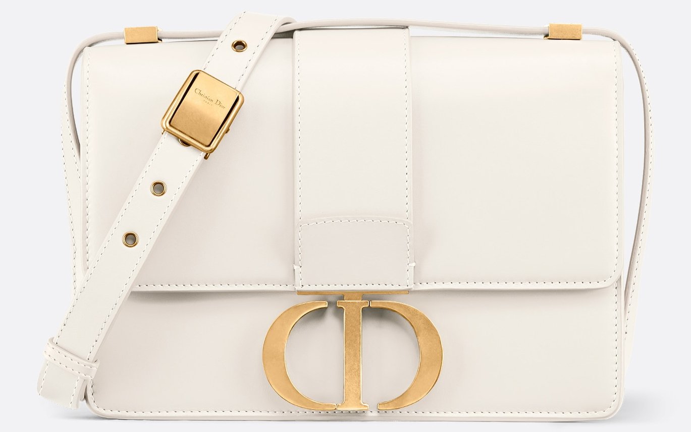The refined 30 Montaigne bag is embellished with an antique gold-finish metal 'CD' clasp, inspired by the seal of a Christian Dior perfume bottle