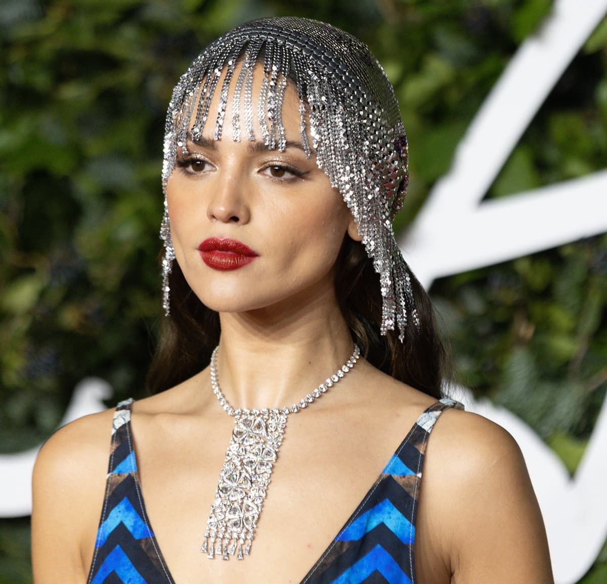 Eiza González channels Cleopatra with a glittering Paco Rabanne diamond headpiece