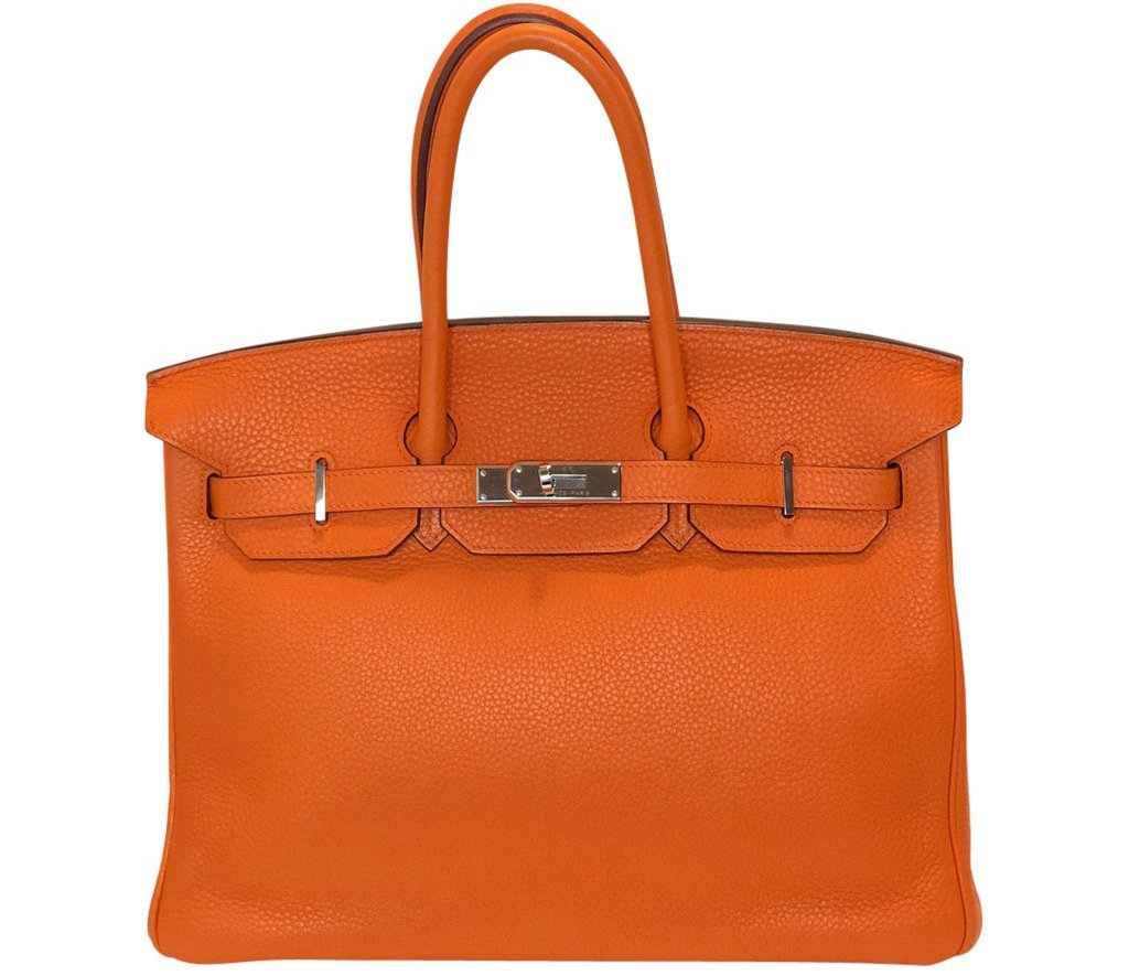 Like most Hermes bags, the iconic Birkin is crafted from Togo leather complete with Palladium hardware