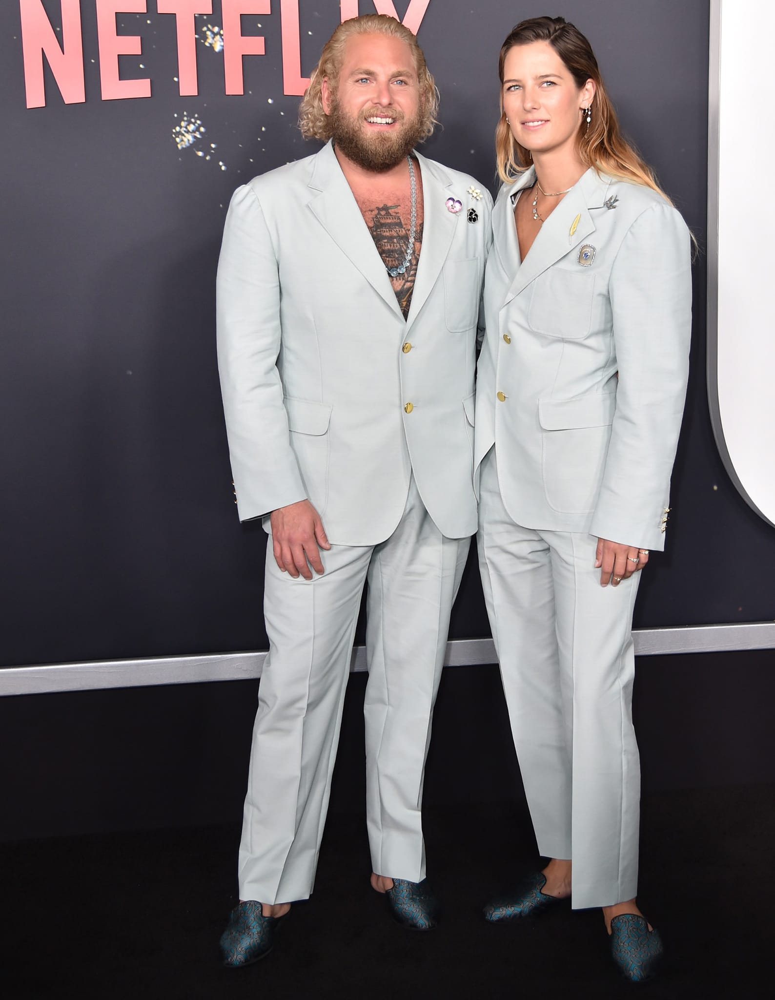Jonah Hill and his surf instructor girlfriend Sarah Brady at the Netflix premiere of Don't Look Up on December 5, 2021