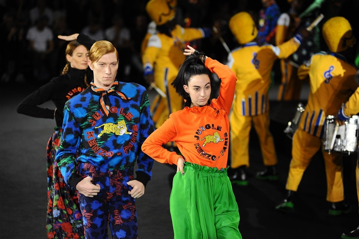 The colorful runway show for the Kenzo x H&M collaboration at Pier 36