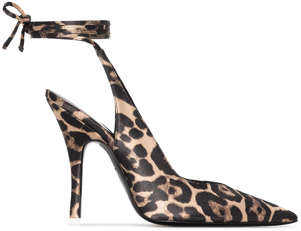 Leopard print The Attico pumps with a slingback strap and a tie-fastening ankle strap