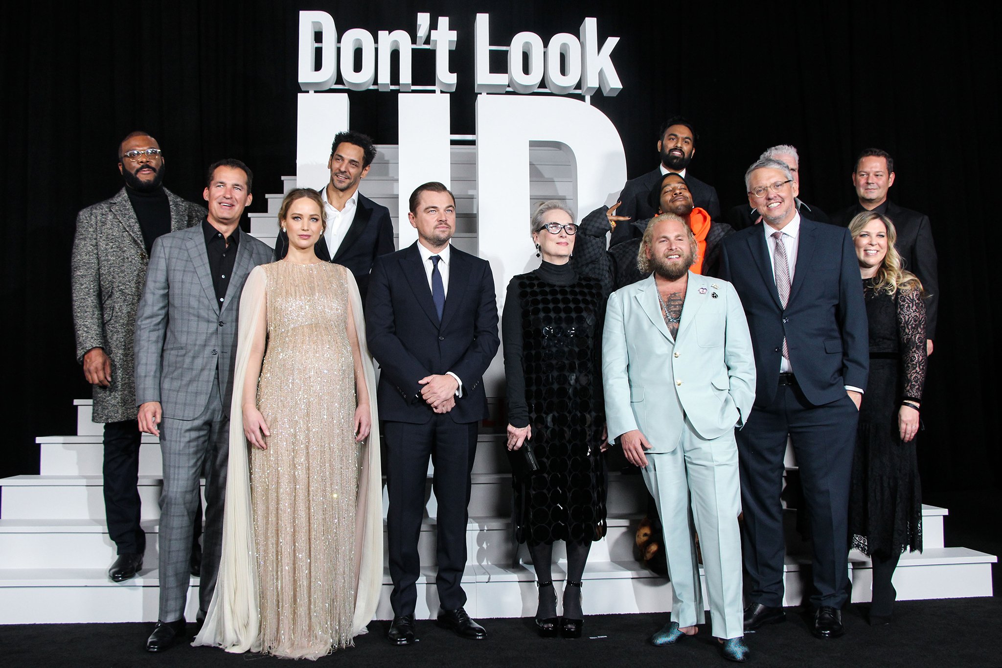 The star-studded cast of the satirical sci-fi Netflix movie, Don't Look Up