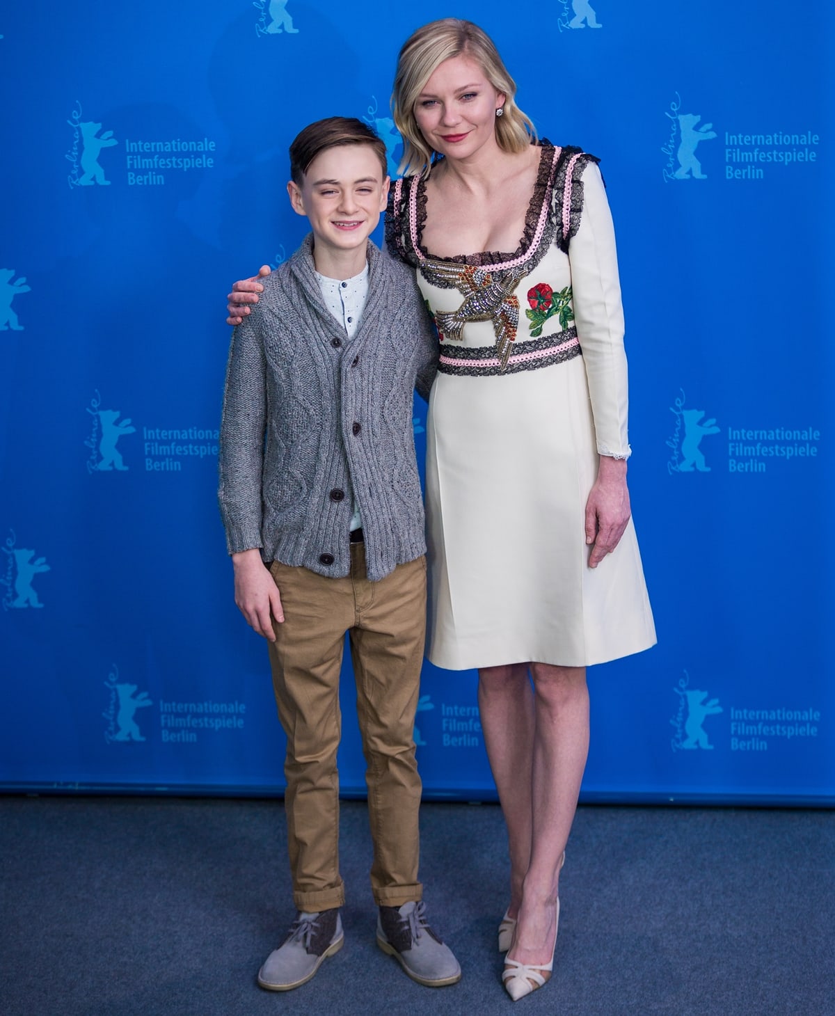 Jaeden Lieberher and Kirsten Dunst attend the 'Midnight Special' photocall during the 66th Berlinale International Film Festival Berlin