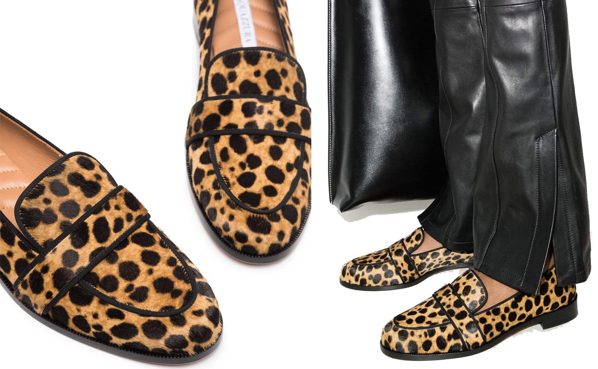 Cheetah prints have solid black spots as seen in Aquazzura's Martin flat loafers