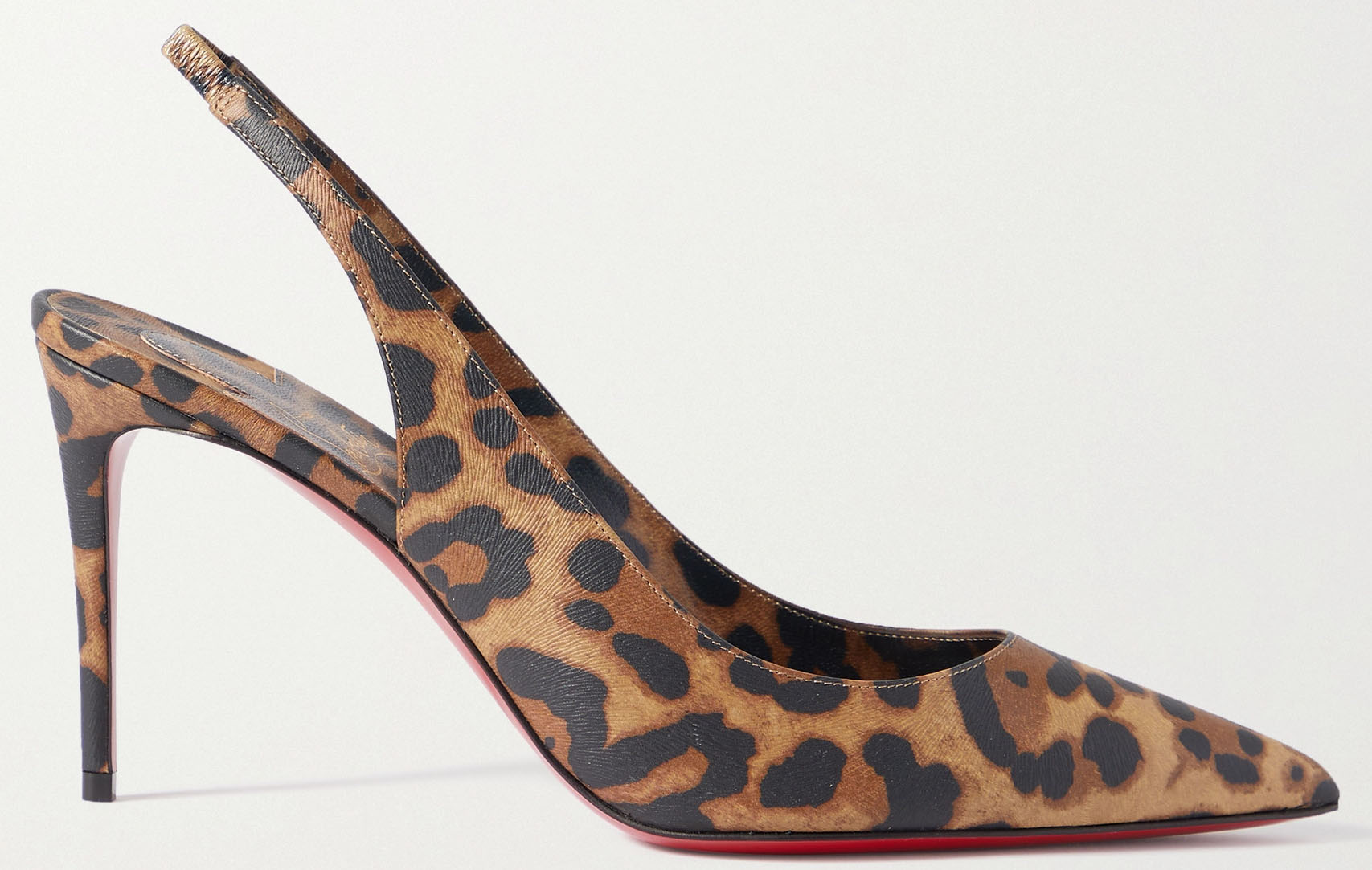 Made in Italy from leopard-print leather, the "Kate" slingback pumps feature pointed toes and about 3-inch heels